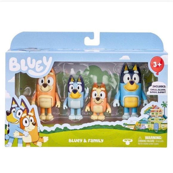 BLUEY & Family 4 Pack Figure Set w/ Bluey, Bingo, Bandit, Chilli Heeler NEW - Picture 6 of 6